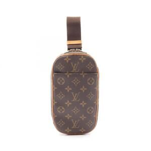 LOUIS VUITTON Authentic Brown Monogram Leather Pochette Fanny Pack